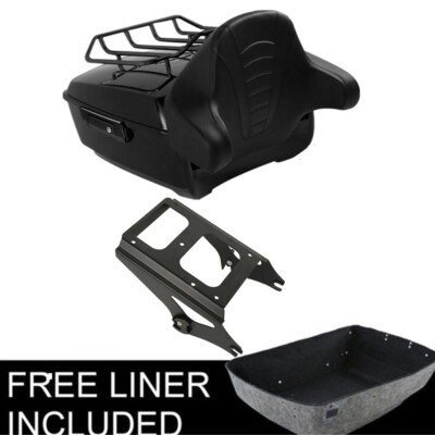 Black King Pack Trunk Pad Mount Rack Fit For Harley Tour Pak Road King 2009-2013