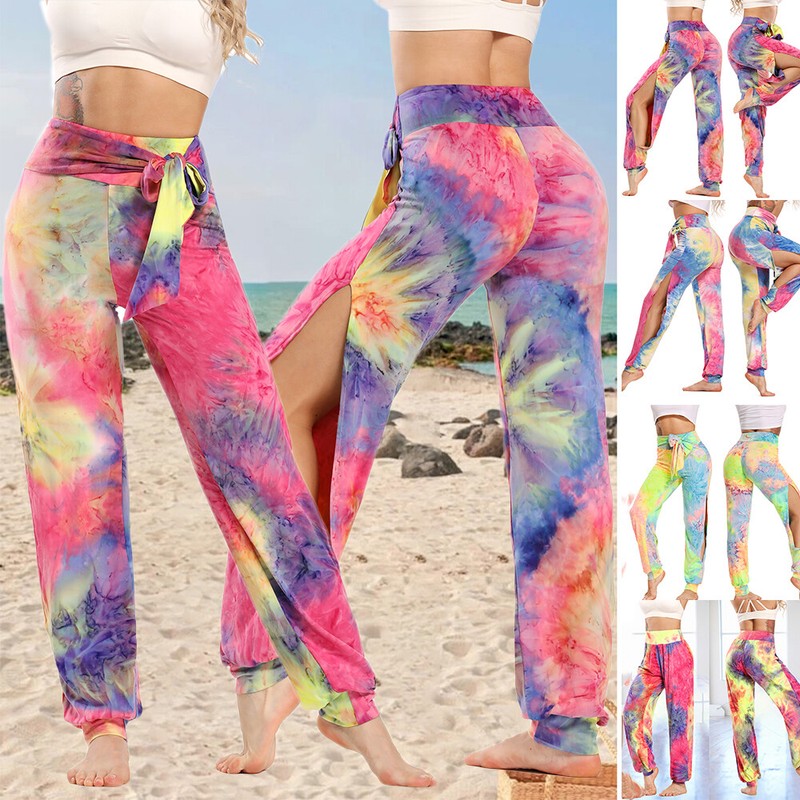 Hippie Yoga Pant Women's Vibrant Color Tie-Dye Comfy Loungewear Boho Trousers
