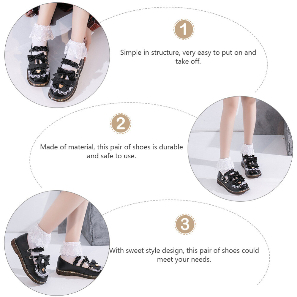 MARKENLOS 3 PAARE ENTZÜCKENDE MÄDCHENSCHUHE JAPANISCHE LOLITA-STIL SCHUHE MODE BOWKNOT
