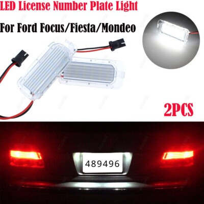 2x LED License Number Plate Light For Ford Focus Fiesta C-MAX S-MAX Mondeo Kuga