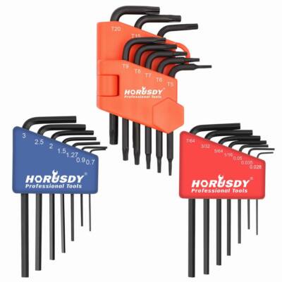 22 Piece Mini L-Key Short Hex Allen Wrench Torx Metric SAE 3 in 1 Tamper-proof