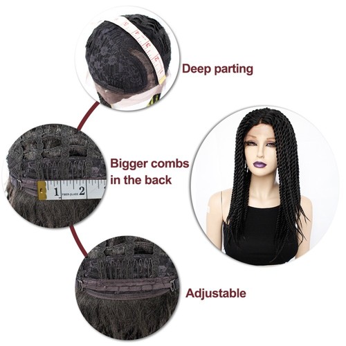 Sexy Micro Braids Wig Synthetic Box Braided Lace Front Wigs Black Wigs for Women