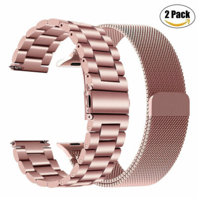 2 Pack Stainless Steel Band + Milanese Strap For Samsung Galaxy Active 2 Watch 3