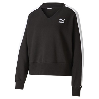 Толстовка с круглым вырезом Puma T7, женские черные повседневные топы, 53707001