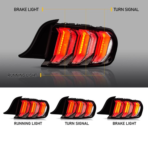 For Ford Mustang 2015-23 VLAND Tail Lights Clear LED Brake Rear Lamps Sequential
