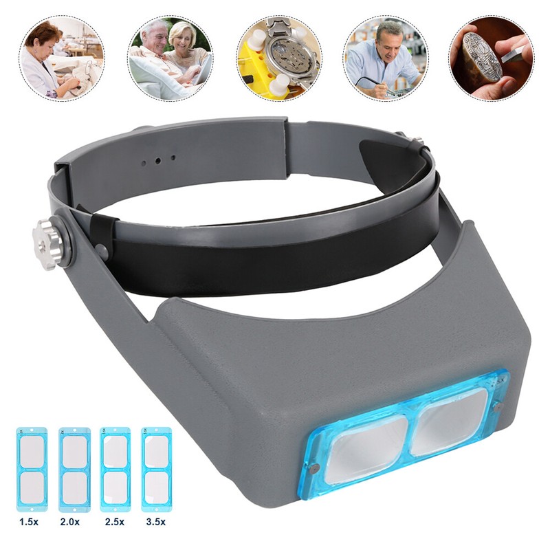 Headband Magnifier Head Magnifier Hands Free Magnifying Glass Optivisor Set