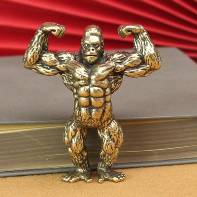  Gorilla Sculpture Decor Copper Retro Feng Shui Animal Statue Figurine Brass