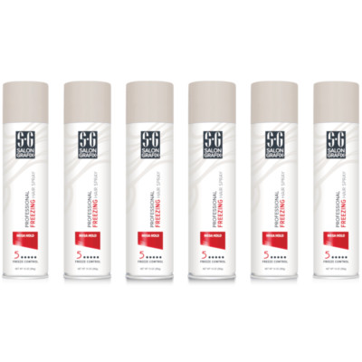 6 Pack Salon Grafix Mega Hold Professional Freezing Hair Spray 10 Ounces Each