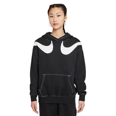 Женская флисовая толстовка Nike черного цвета оверсайз - L