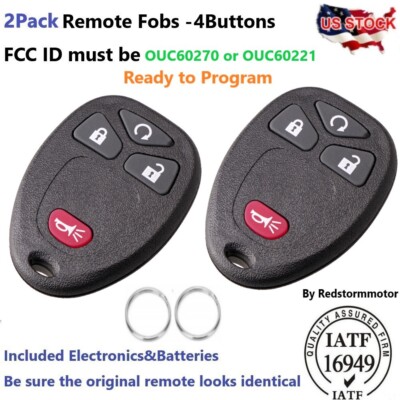 2x for Chevy Avalanche 2007 2008 2009 2010 2011 2012 2013 Remote Control key fob