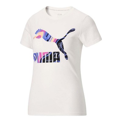

Футболка Puma Marbled Logo с круглым вырезом и короткими рукавами женская размер  повседневные топы 5333, Белый