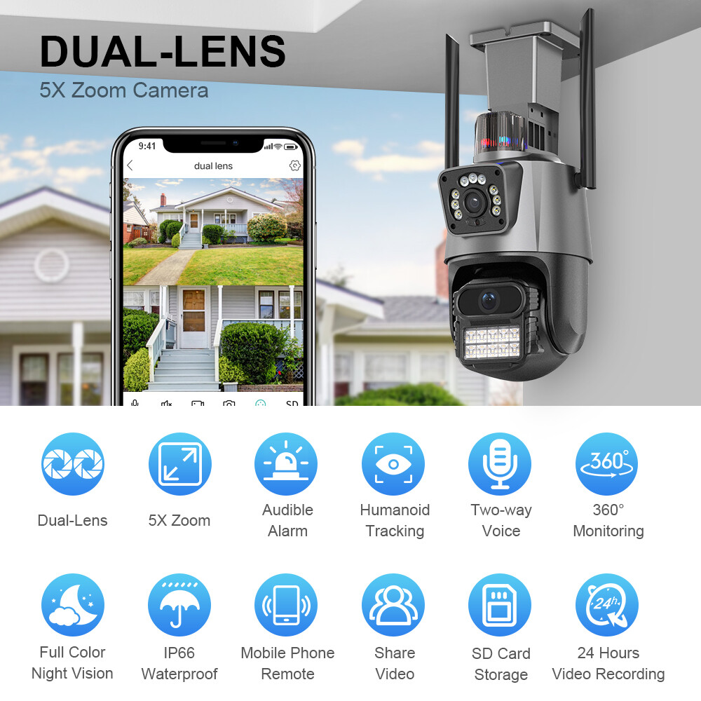 8MP Wireless Security Camera System Outdoor 2.4G WiFi IP Night Vision Cam 1080P