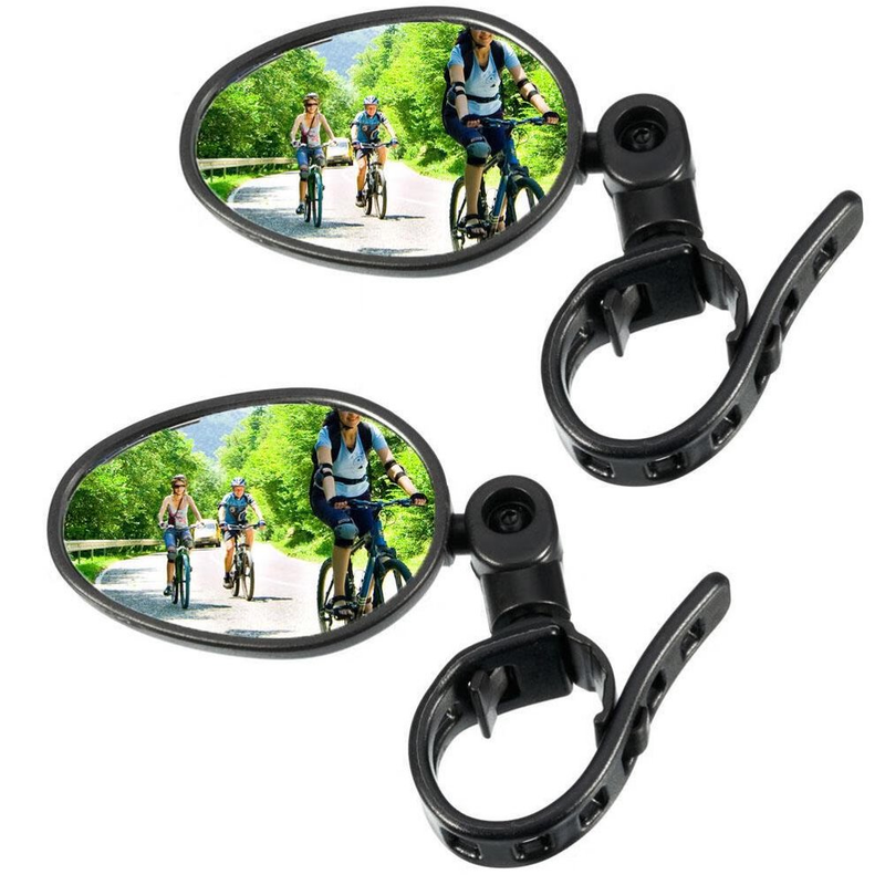 Bike Mirror 2 Pieces Adjustable Handlebar Mirror Flat Oval for Bicycle Road Bike