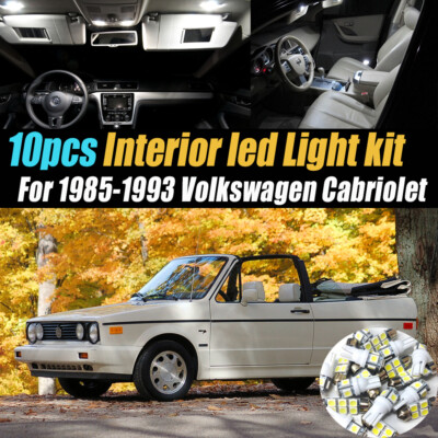 10Pc Super White Car Interior LED Light Kit for 1985-1993 Volkswagen Cabriolet