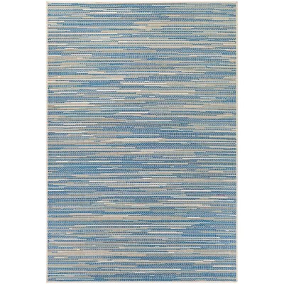 Couristan Outdoor Rugs 90''X63''X Machine Made Sand Azure Turquoise Striped Blue