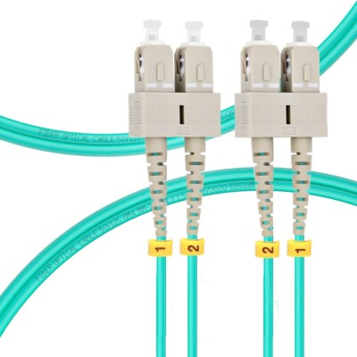 OM4 SC SC DX 196ft/60m  LSZH  Fiber Optic Cable  Color Aqua