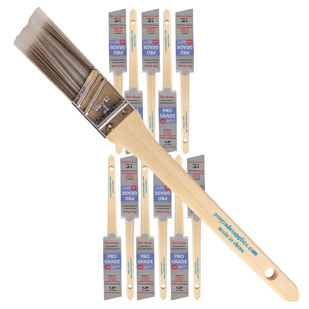 12Pack - 1" Angle Brushes for All Latex and Oil Paints & Stains