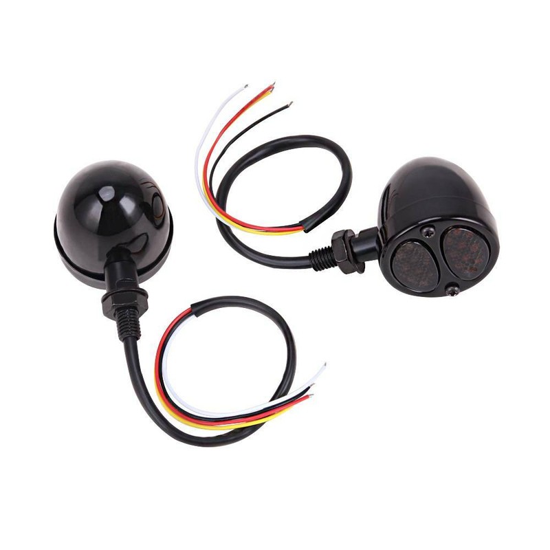Motorcycle LED Black Bullet Brake Running Turn Signal Tail Light For Bobber Cafe