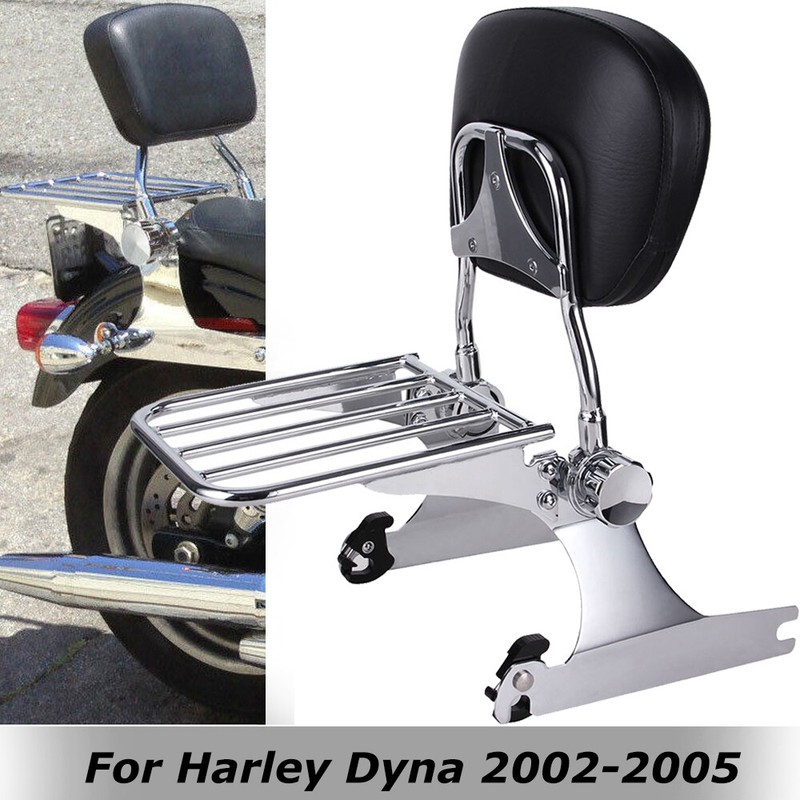Detachable Backrest Sissy Bar with Luggage Rack For Harley Dyna Super
