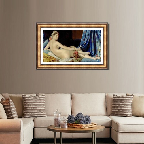 Framed Canvas Art Print La Grande Odalisque by Jean Auguste Dominique Ingres