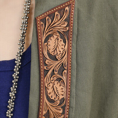 Pre-owned Darling Ad Adbz035 Genuine Leather Hand Tooled Hand Carved Women Blazer Dress Jacket In Not Available