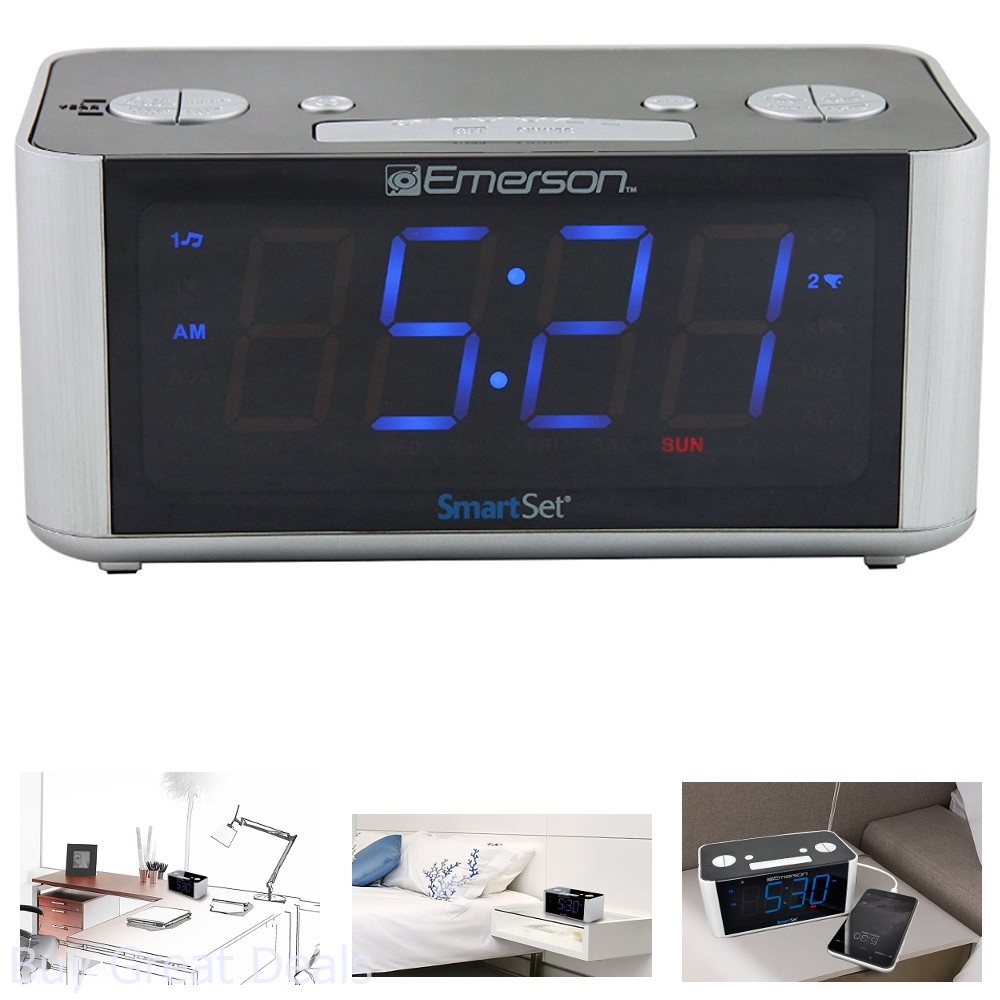 Emerson CKS1708 Smart Set Radio Alarm Clock FM Digital LED Display