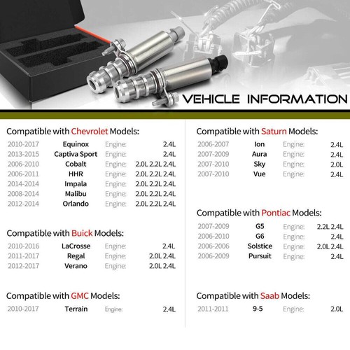 2PCS Intake & Exhaust VVT Solenoid Cam Actuator for Chevrolet Malibu GMC Terrain