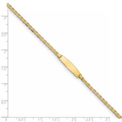 Pre-owned Superdealsforeverything Real 14kt Yellow Gold Soft Diamond Shape Flat Anchor Link Id Chain Bracelet