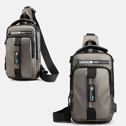 Anti-Theft Men's Sling Crossbody Bag Chest Shoulder Messenger Backpack USB Port