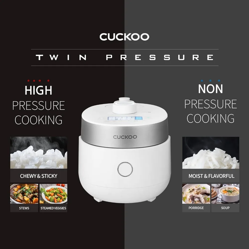 CUCKOO IH Twin Pressure Small Rice Cooker 15 Menu Options: White, GABA, Scorched