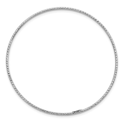 Pre-owned Diamond2deal 14k White Gold 1.5mm Diamond-cut Slip-on Bangle Bracelet 8" 1.39 Gm