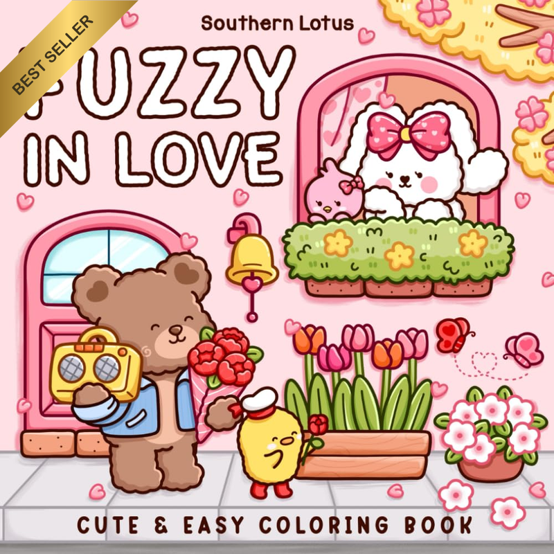 "Fuzzy in Love" - A Cute & Cozy Coloring Book for Adults & Teens