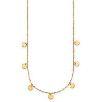 Pre-owned Diamond2deal 14k Yellow Gold Circle Dangle Discs With 18" Chain Necklace 1.81gram
