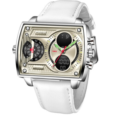 LIGE FOXBOX Men LED Watch Rectangle Dial Business Male Quartz Digital Wristwatch
