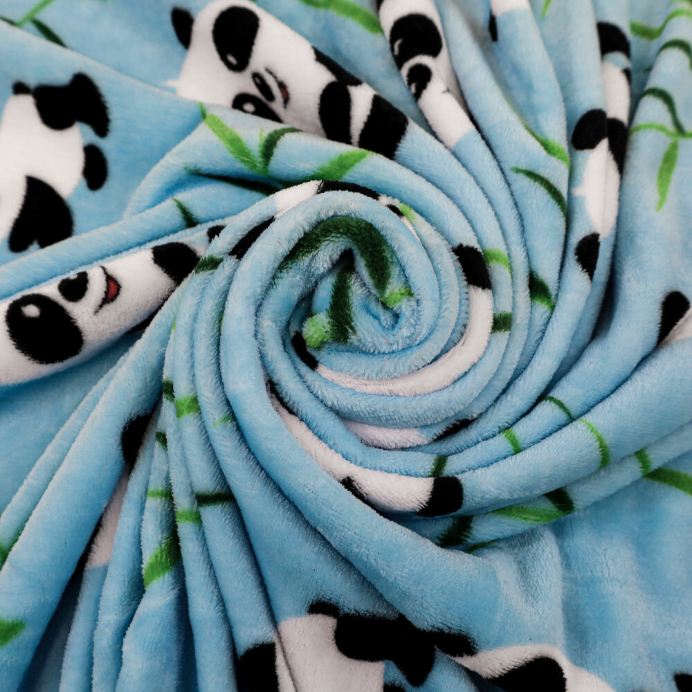 Baby Pandas Plush Blanket 50x60 Cute Kid's Blanket Blue Throw Blanket Panda