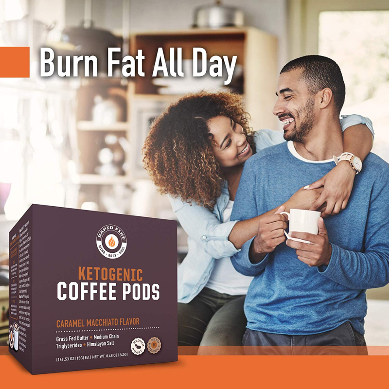 KETO COFFEE PODS Caramel Macchiato Ketogenic Fat Burning Single Serve K Cup Pods
