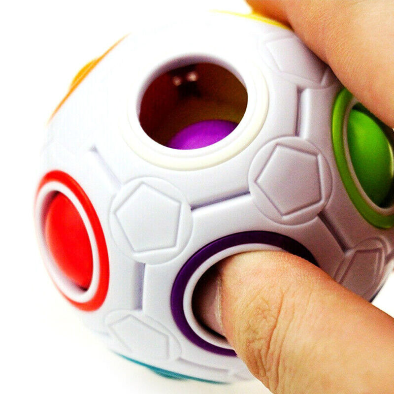 3D Fidget Balls Magic Rainbow Puzzle Rubiks Figet Cube Globe Colorful Jigsaw Toy
