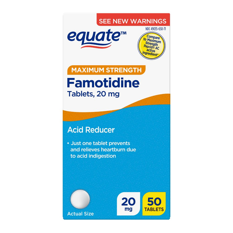 Equate Maximum Strength Acid Reducer 20 mg 50 Count Famotidine Tablets