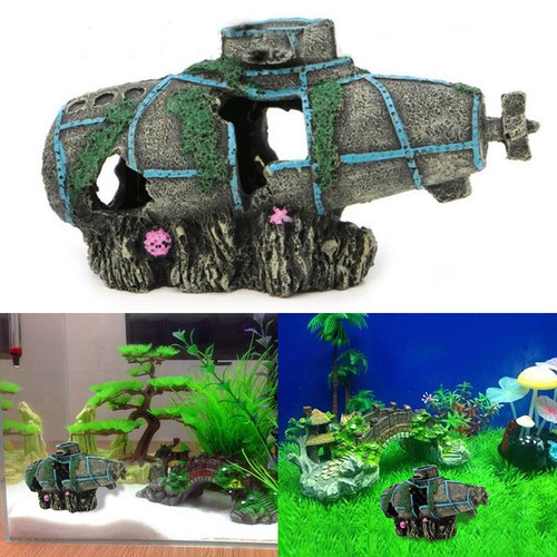 Imitation Submarine Sunken Wreck Aquarium Ornament Fish Tank