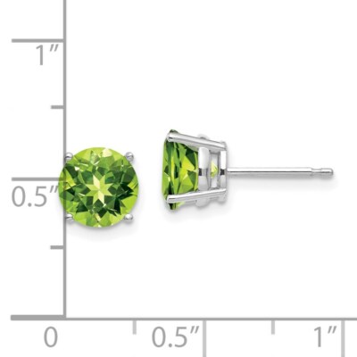 Pre-owned Superdealsforeverything Real 14kt White Gold 7mm Peridot Earrings In Yellow