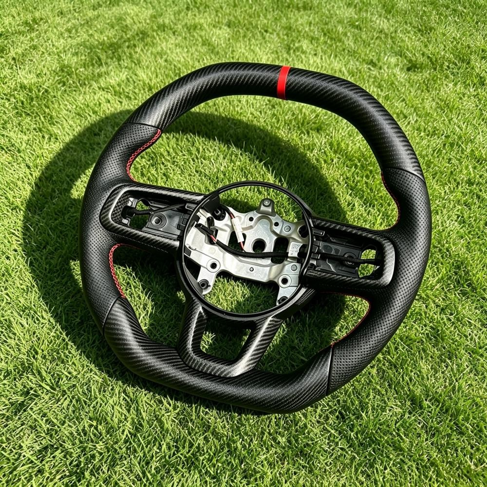 For Jeep Wrangler JL JT Sturdy Matte Carbon Fiber Flat Heated Wheel NEW