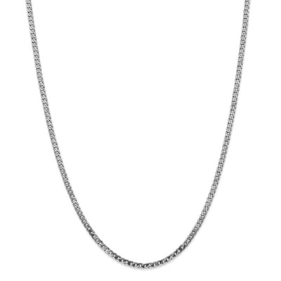 Pre-owned Superdealsforeverything Real 14kt White Gold 20 Inch 2.9mm Flat Beveled Curb With Lobster Clasp Chain