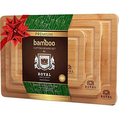 Organic Bamboo Cutting Board With Juice Groove (3-Piece Set) Best FREE SHIP
