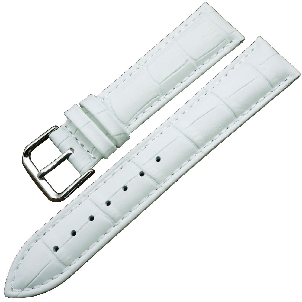 Cinturino In Pelle Universale Ricambio Per Orologio Larghezza 16mm Bianco lac