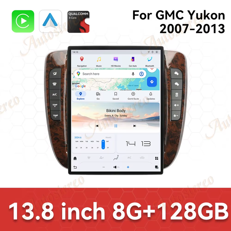 13.8 Inch Android 13 For GMC Sierra Denali 2007-2013 Carplay Tesla Style Car GPS
