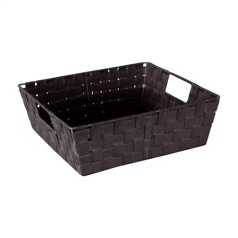 Storage Bin 15x13x5in Brown Fabric Cube Basket Woven Polypropylene Durable