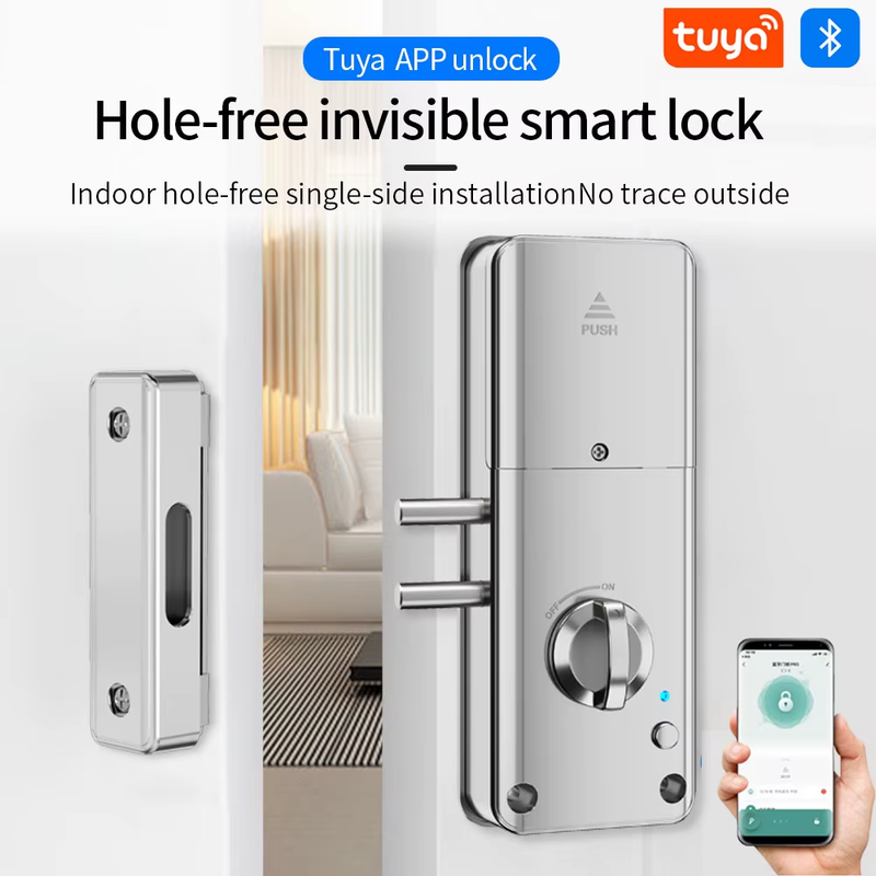 Tuya Smart Door Lock Indoor Invisible Wood Door Magnetic Lock IC Card APP Remote