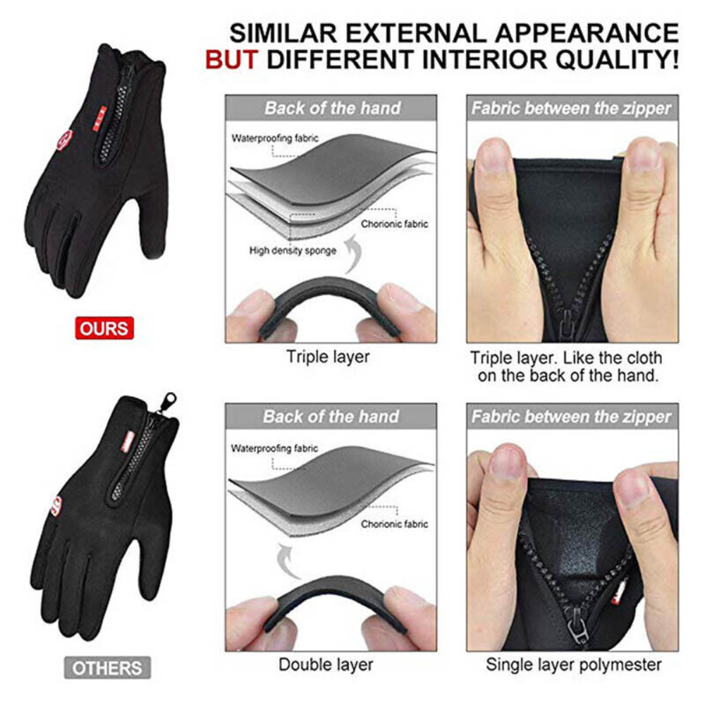 -10℃ Windproof Waterproof Winter Ski Thermal Gloves Touchscreen Snow Gloves
