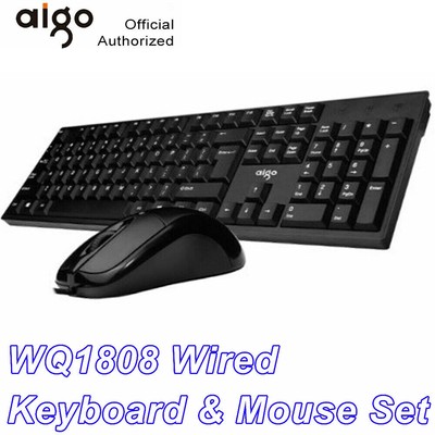 Computer Office Keyboard Wired USB 104 Keys & Mouse Combo Silent Set Black