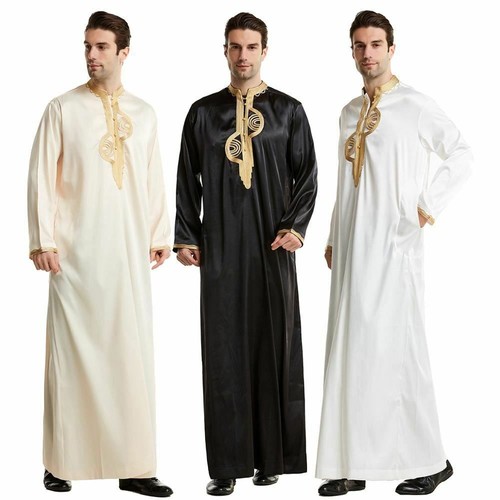 Muslimisch Abaya für Männer Jubba Thawb Nahost Lang Bademantel Kaftan Arab Dubai